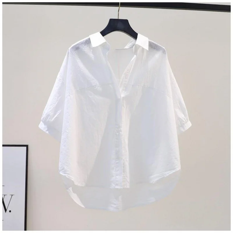 Athvotar Athvotar Shirt Women's Short Sleeves 2025 Summer New Korean Version Of The Collar Loose Thin Lazy Style Design Blouse Tide
