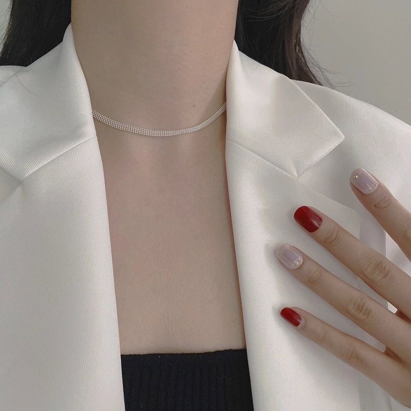 925 Sterling Silver Patchwork Plating Geometric Long Necklace Necklace Choker