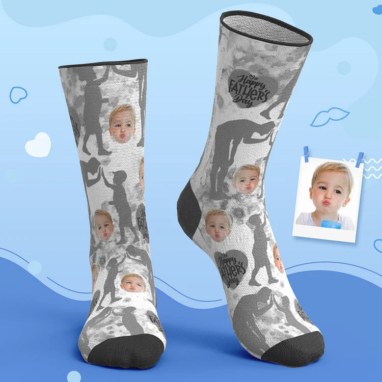 Custom Breathable Face Socks Ink Silhouette Socks Father's Day Gifts