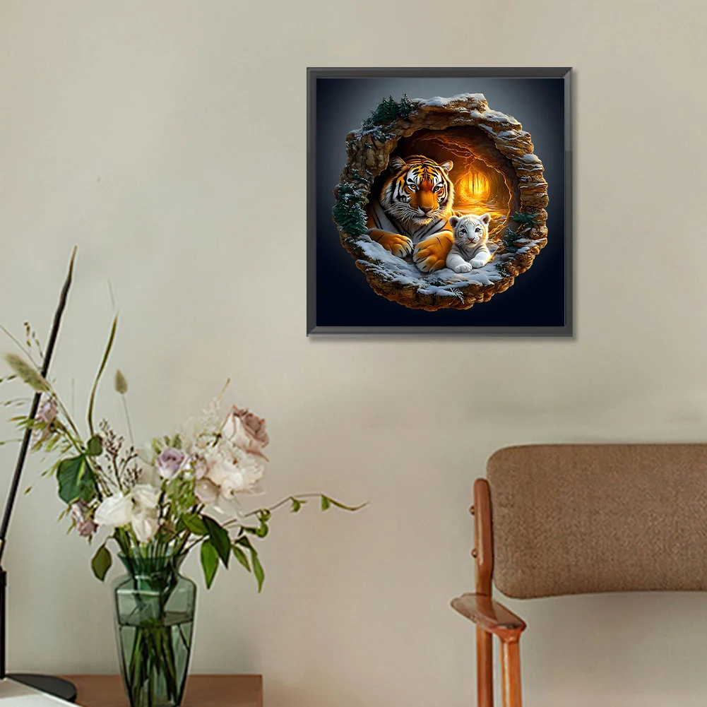 Diamond Painting - Full Round Drill - Cave Tiger(Canvas|30*30cm)