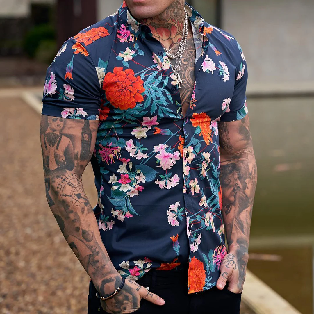 Men's Fashion Printed Casual Short Sleeve Shirt