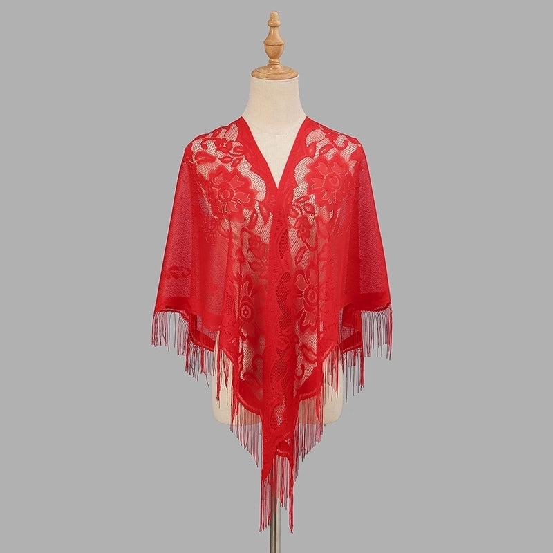 Women’s Sweet Solid Color Polyester Lace Silk Scarf
