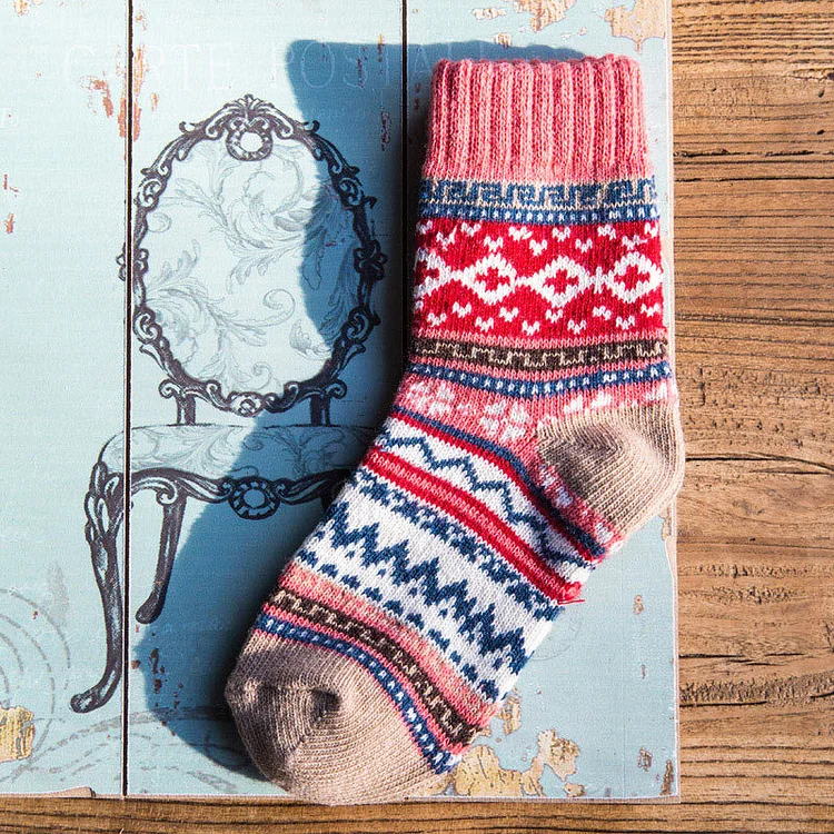 Soft Warm Retro Tribal Geometry Socks