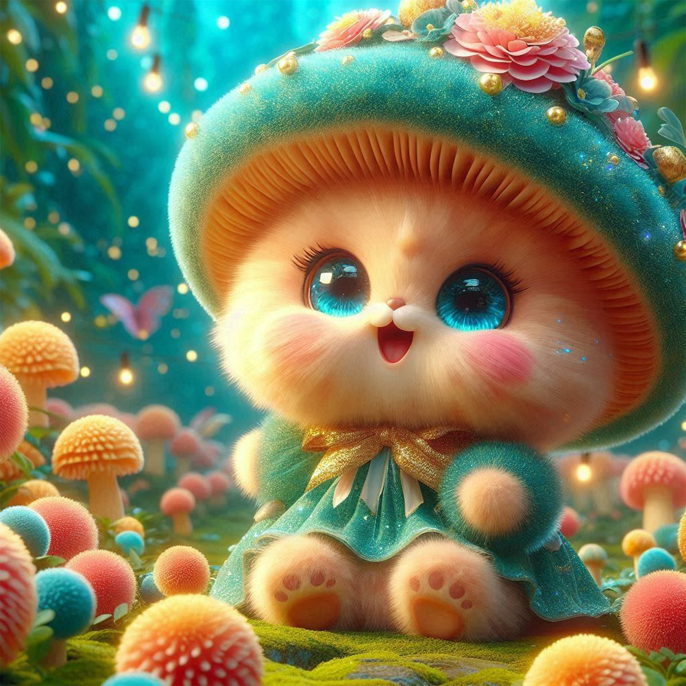 Green Mushroom 30*30cm(canvas) full round drill diamond painting