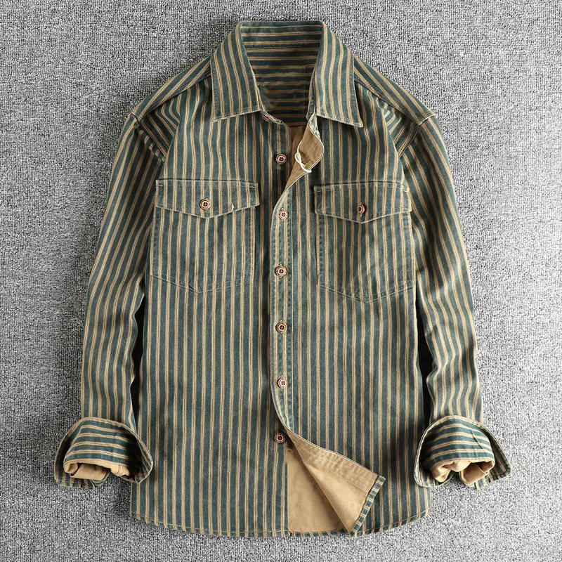 Men's Vintage Workwear Striped Shirt