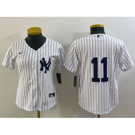 Women's New York Yankees #11 Anthony Volpe White Cool Base Stitched Jersey(Run Small) PAT6