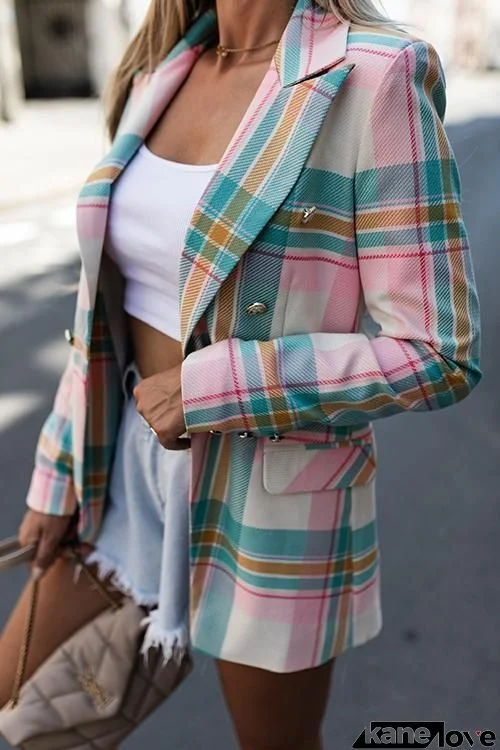 Colorful Stripe Button Blazer