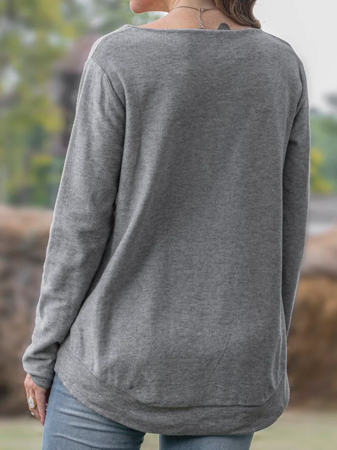 Gray Asymmetric Long Sleeve Sweater