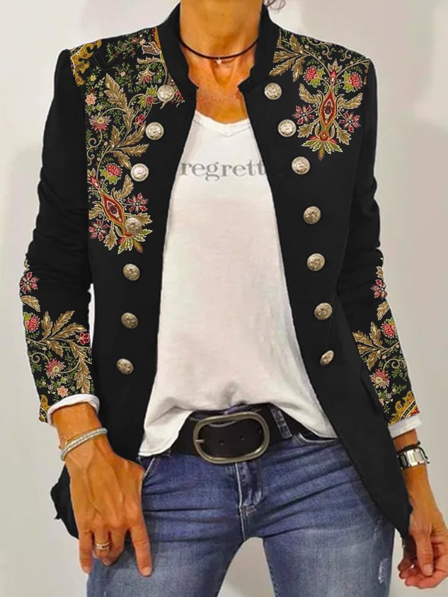 vintage print double breasted jacket