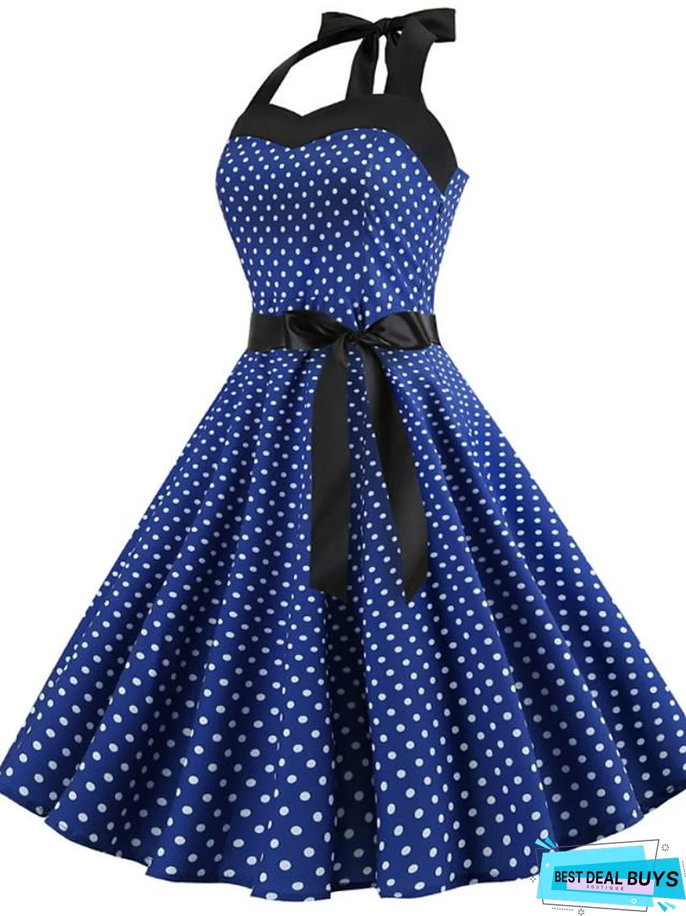 Women's A-Line Dress Knee Length Dress Sleeveless Polka Dot Print 1950S Hot Vintage Blue Red Blushing Pink Light Blue