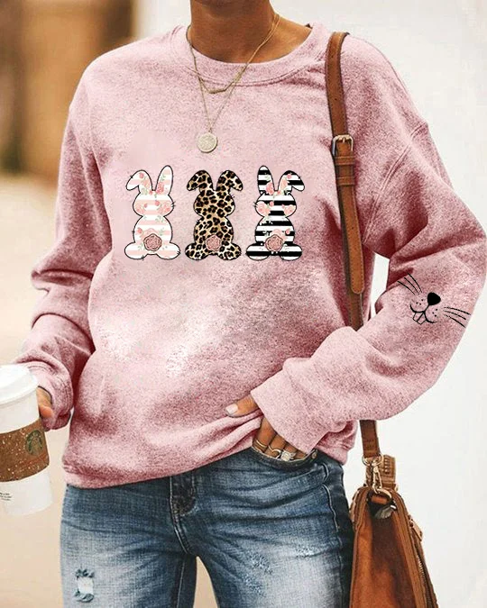 Happy Easter Leopard Bunnies Sweatshirt