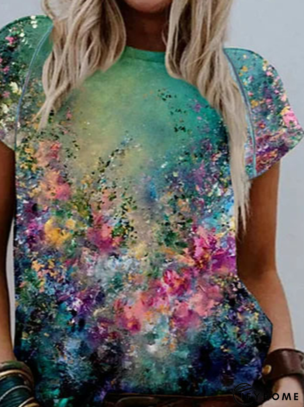 Women Floral Casual Cotton Blends T-shirt | IFYHOME