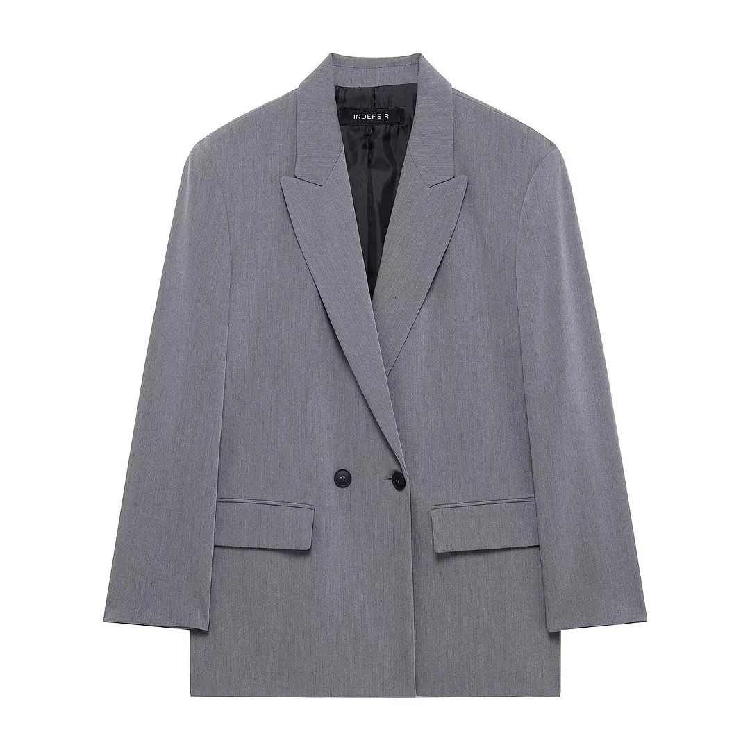 Nigikala Nigikala Spring And Autumn New Women's Fashion Loose Double Buckle Small Suit Coat Top D62075