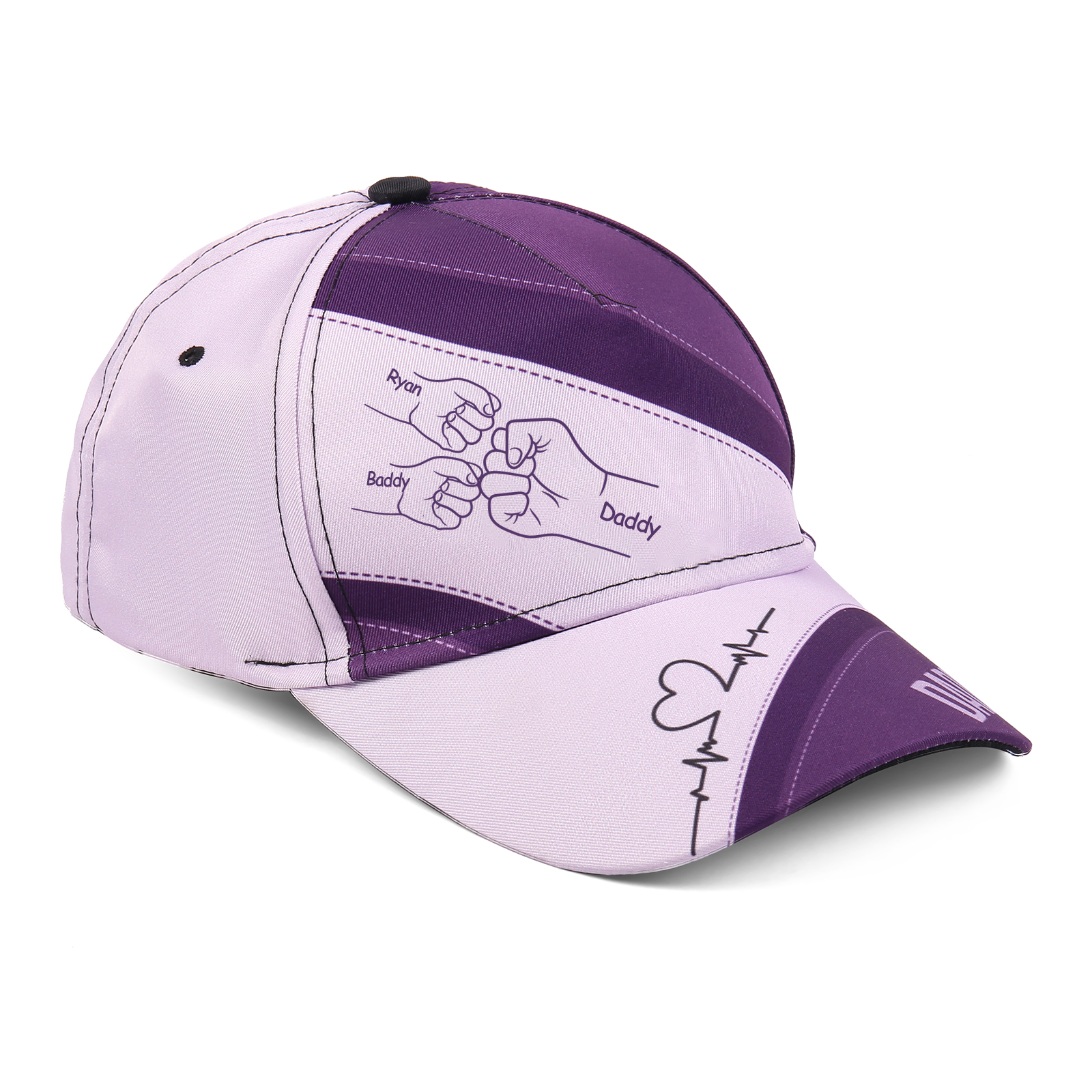 Personalised Fist Bump Classical Baseball Cap Custom 3 Names & 1 Text Snapback Adjustable Gift for Dad/Grandpa/Husband-Jessemade AU