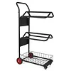 [US Local Warehouse] Rolling Horse Saddle Rack Cart with Storage Basket Saddle Pad Rack Stand 3 Tier Heavy Duty Horse Tack Organizer for Stable Storage Moving Transport Supplies