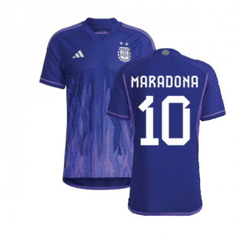 Maillot Argentine Diego Maradona 10 Extérieur Coupe du monde 2022 Junior