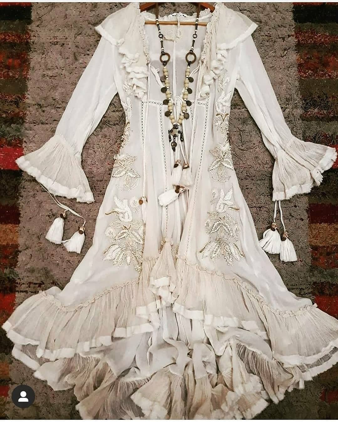 Cotton Embroidered boho White dress-Flashsale
