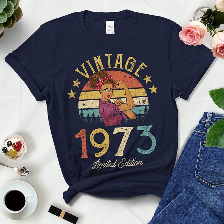 Vintage Retro 1973 Limited Edition Summer Fashion Outfits Women T Shirts 49th 49 Years Old Birthday Party Ladies Clothes Tshirt