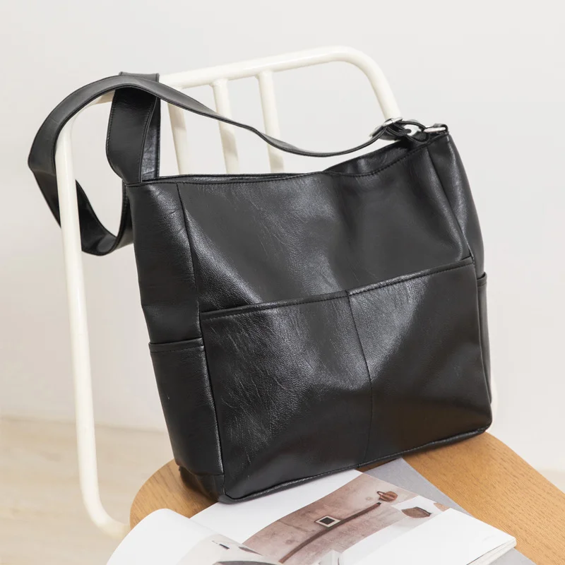 Soft Leather Crossbody Tote