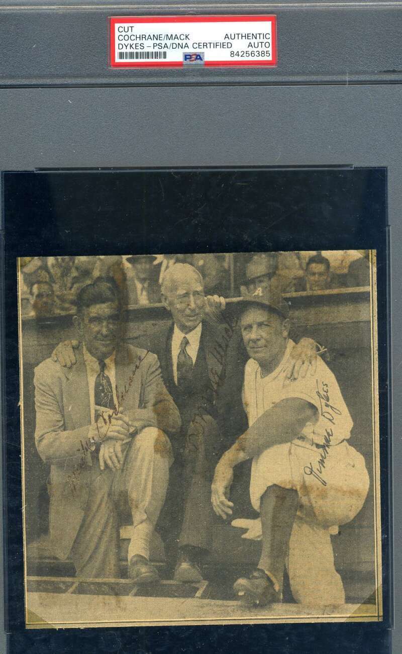 Mickey Cochrane Connie Mack Jimmie Dykes PSA DNA Cert Signed 5x6 Photo Poster painting Autograph