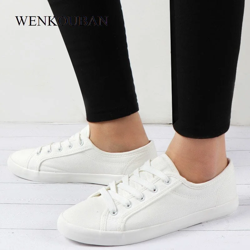 White Canvas Shoes Women Vulcanized Shoes Classic White Sneakers Ladies Trainers Summer Women Casual Shoes Basket Femme 2021