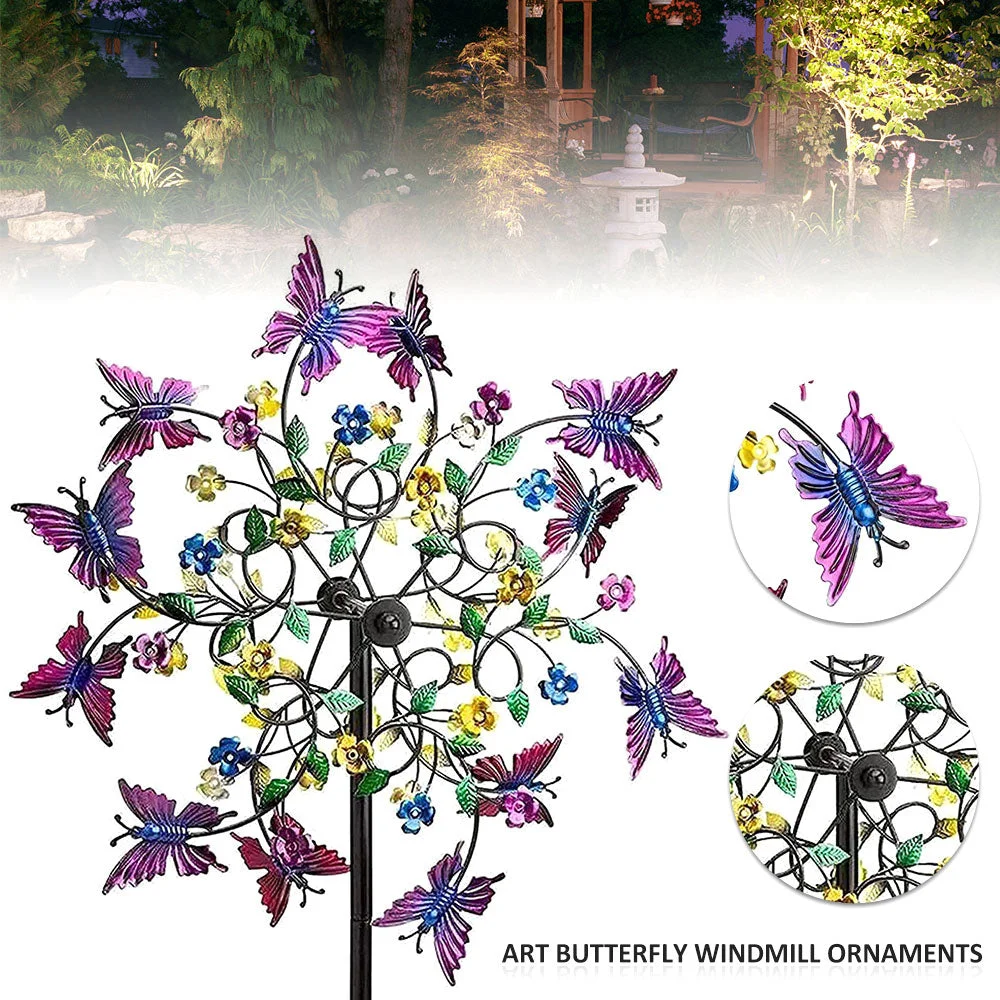 Colorful Butterfly Garden Rotating Windmill Outdoor Decoration