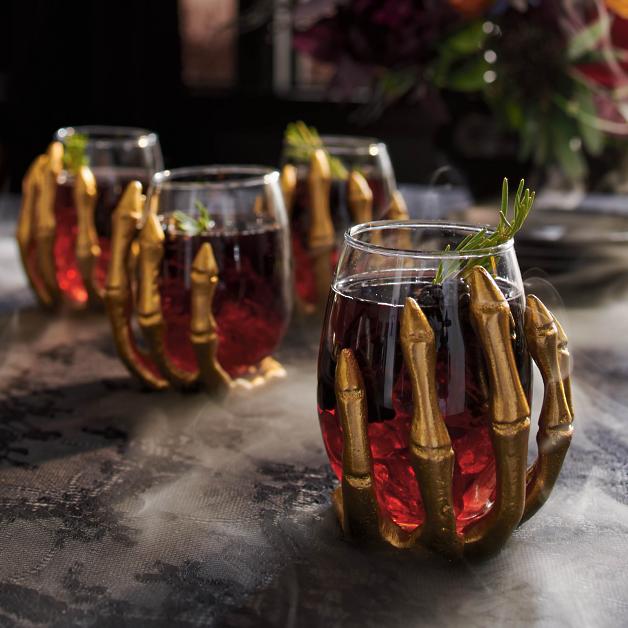 Skeleton Hand Wine Glasses, Set of Four
