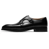 Handmade Mens Black Monk Strap Leather Business Dress Shoes