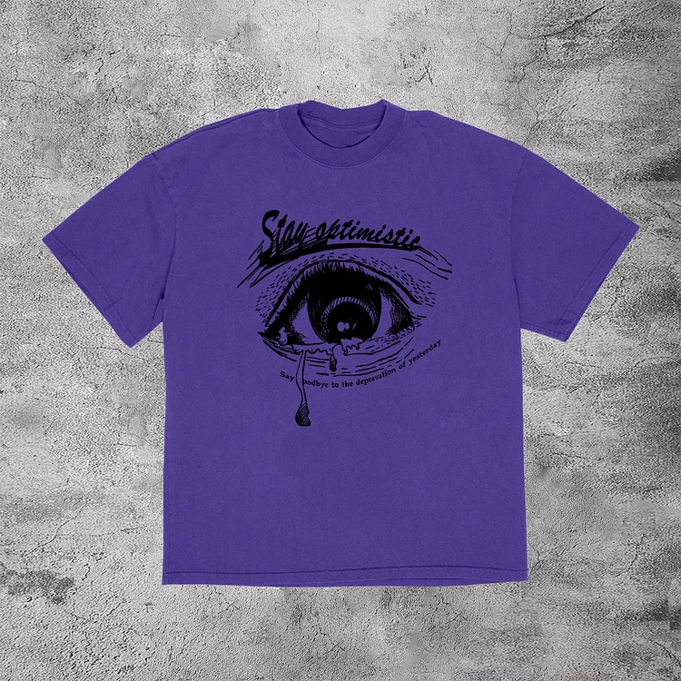 Vintage Stay Oktimistic Graphic 100% Cotton Short Sleeve T-Shirt