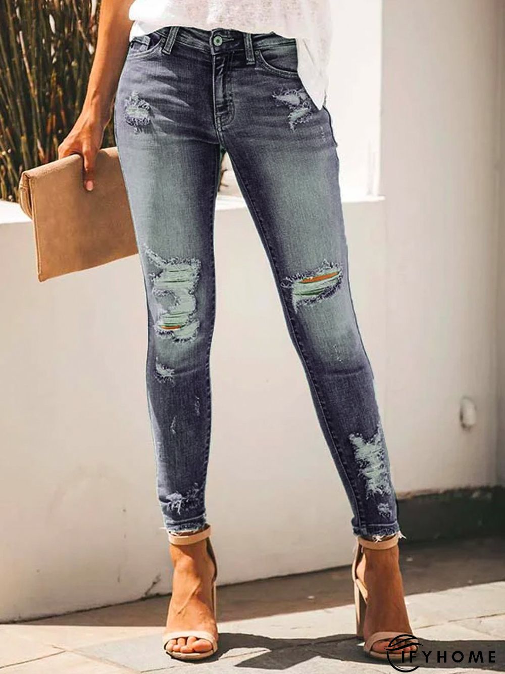 Solid Casual Denim Jeans | IFYHOME