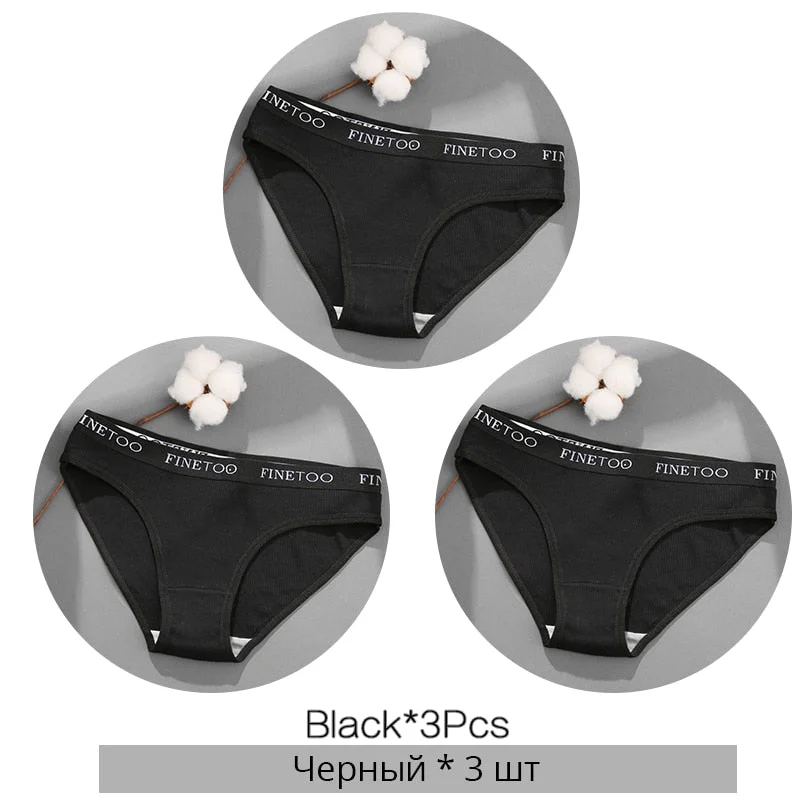 FINETOO Letter Cotton Panties Women M-2XL Lady Underpants Girls Briefs Fashion Cotton Underwear Soft Panty Female Lingerie 2020
