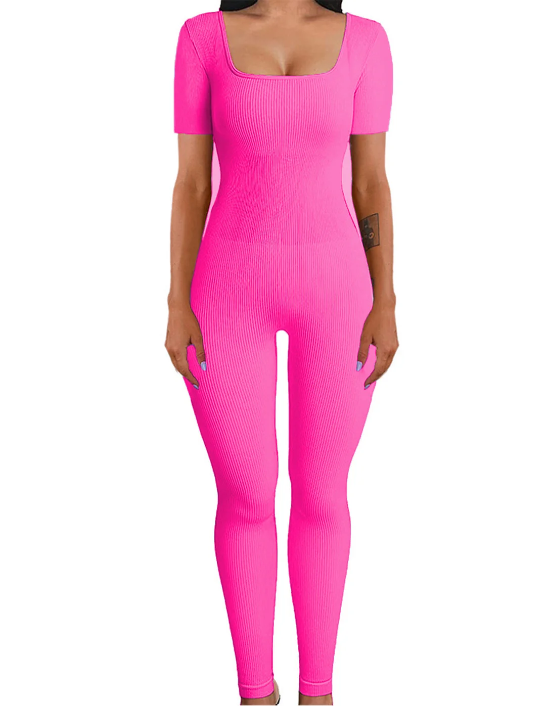 Nigikala Nigikala And Summer Threaded Collar Hips Sexy Yoga Sports Long-Sleeved Short-Sleeved Jumpsuit Trousers Woman