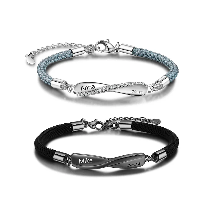 2023 Valentine's Day Gifts Personalized Matching Braided Couple Bracelets for Couple