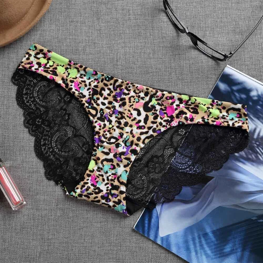 Seamless Sexy Panties Women Mid Low Waist Briefs Underwear Cotton Breathable Ladies Sexy Lingerie Leopard Temptation Underpants