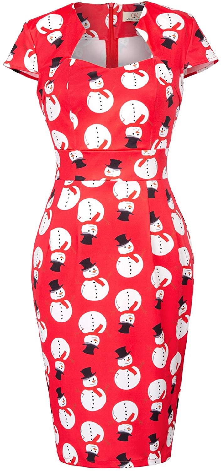 Women's 1950s Dress Vintage Pencil Dress Cap Sleeve Wiggle Dress