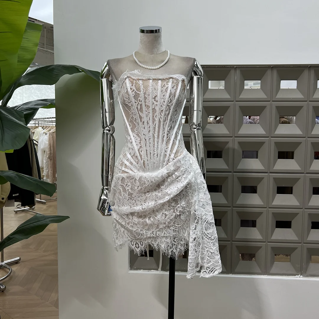 Brownm Small-Band Vietnamese Party Party Fish Bone Lace Belt Strapped Braided Bosomed Hip Skirt Hottie Sexy