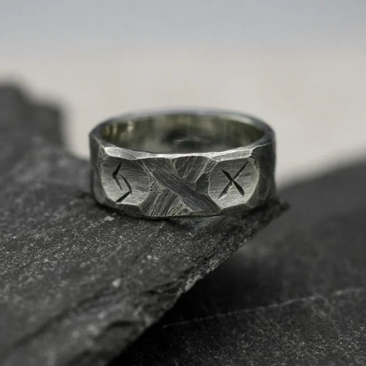 Coutureaura Rustic Rune Rough Hewn Warrior Ring