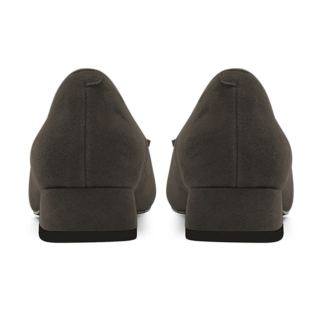 Classic Dark Grey Block Low Heel Tassel Loafer Shoes Women