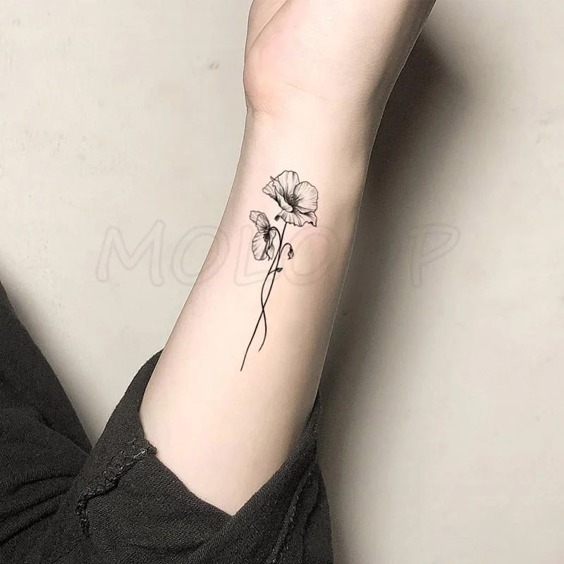 Waterproof Temporary Tattoo Stickers Black Somnus Flower Plant Small Size Tatto Flash Tatoo Fake Tattoos for Man Kid Girl Women