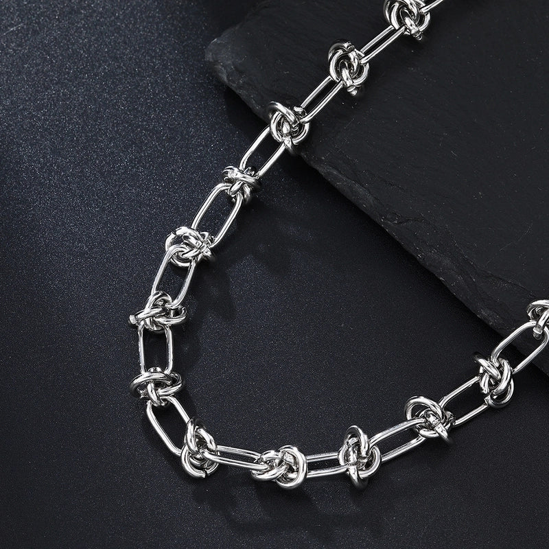 1 Men’s Fashion Casual Silver Stainless Steel Knot Chain