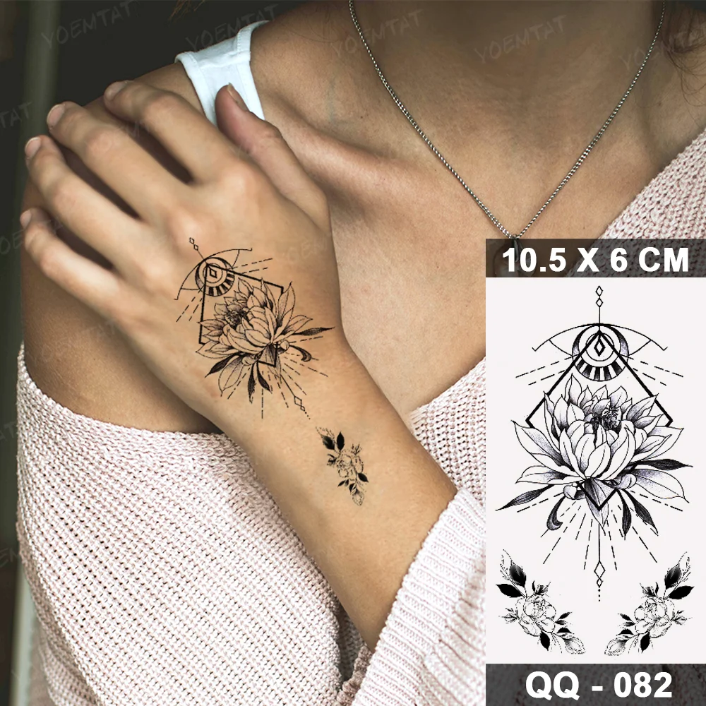 Sdrawing Plant Waterproof Temporary Tattoo Sticker Woman Girl Man Color Flower Flash Tatoo Ankle Body Art Transferable Fake Tatto