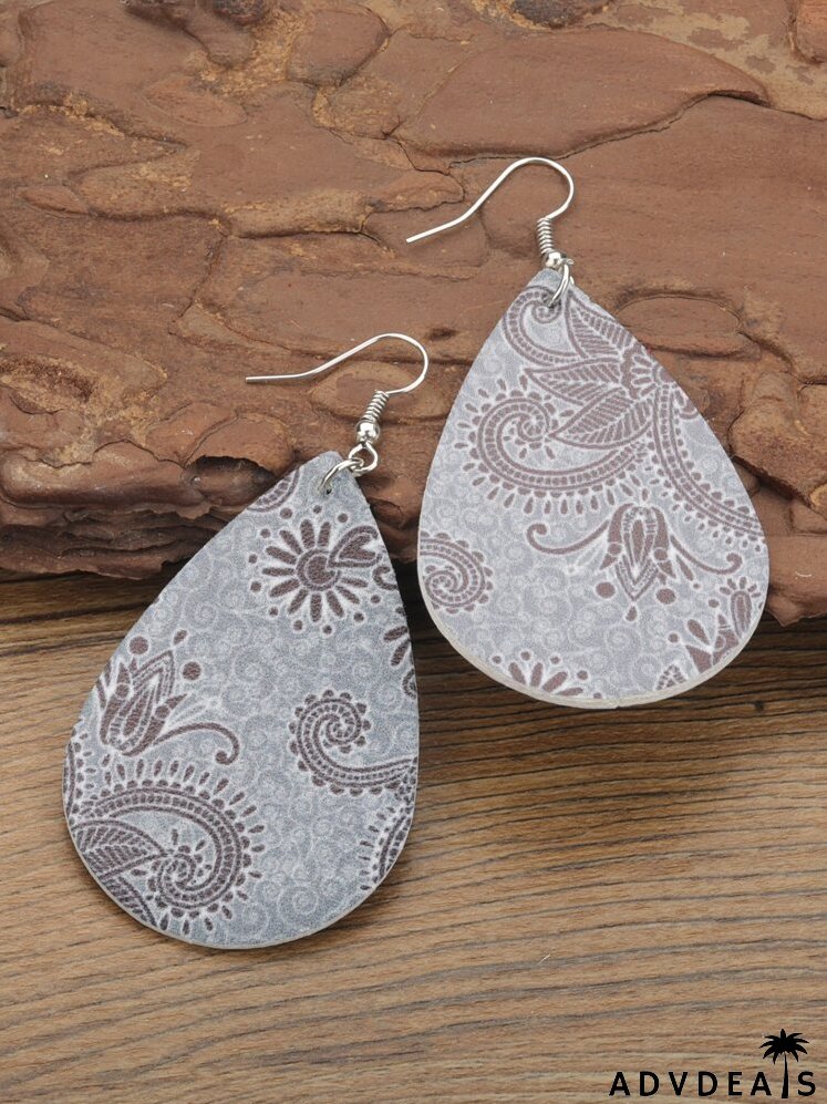 Floral Pattern Water Drop Earrings