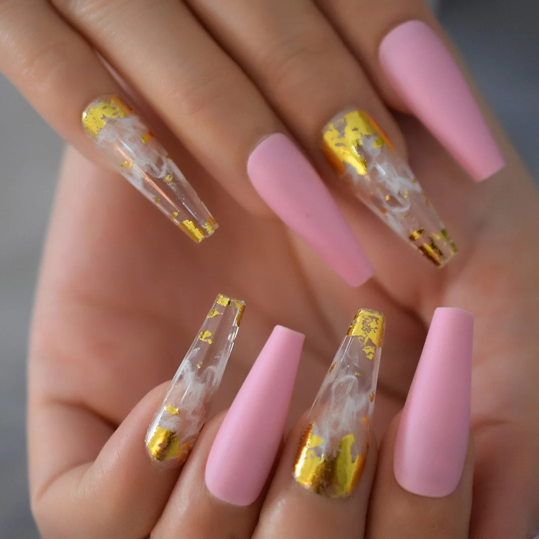 Ancient Blue Ballerina Fake Nails Hand Made Extra Long Tapered Cat Eye Pattern Hand painted Thick Galaxry Press On Nail 20 CT-Nail Inspo