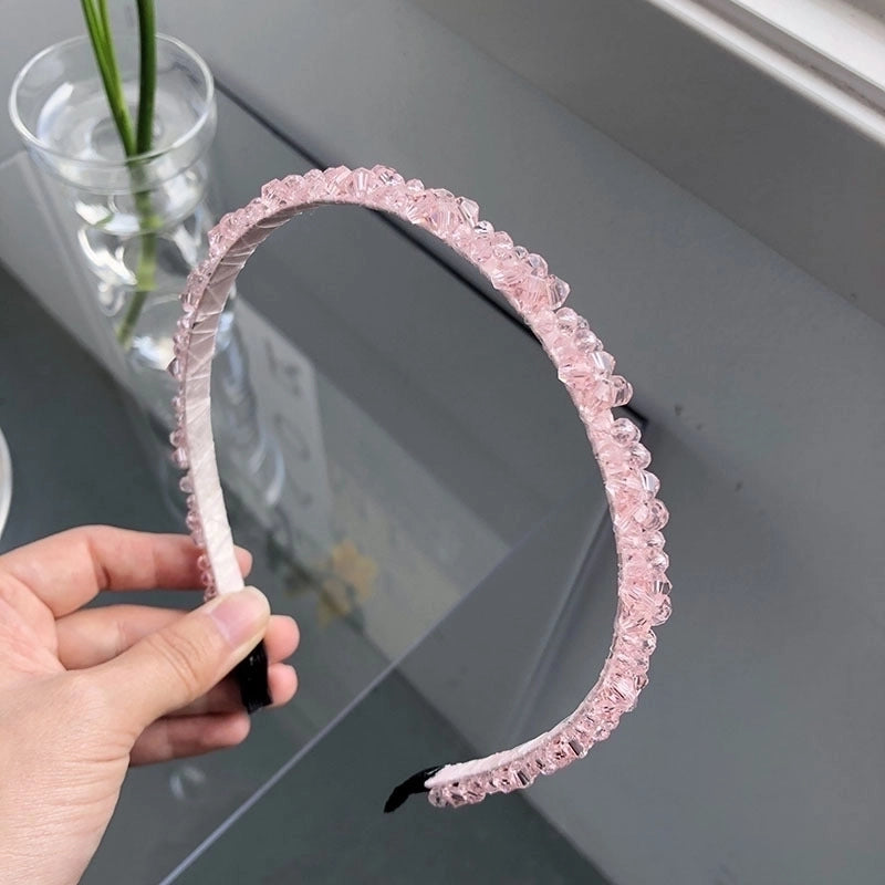 South Korea’s New Crystal Full Diamond Headband Summer Simple Hair Hole Steel Ring Thin Edge Headband