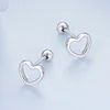 Sterling 925 Silver  Hollow Heart Design Stud Earrings 