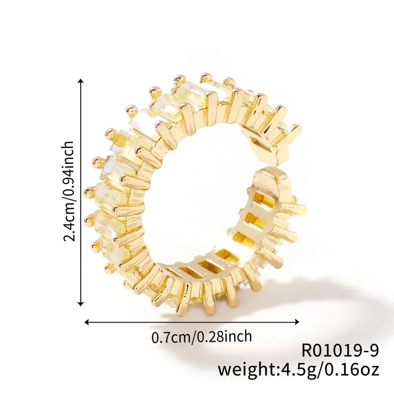 Copper K Gold Plated Rhodium Plated Inlay Round Zircon Open Rings