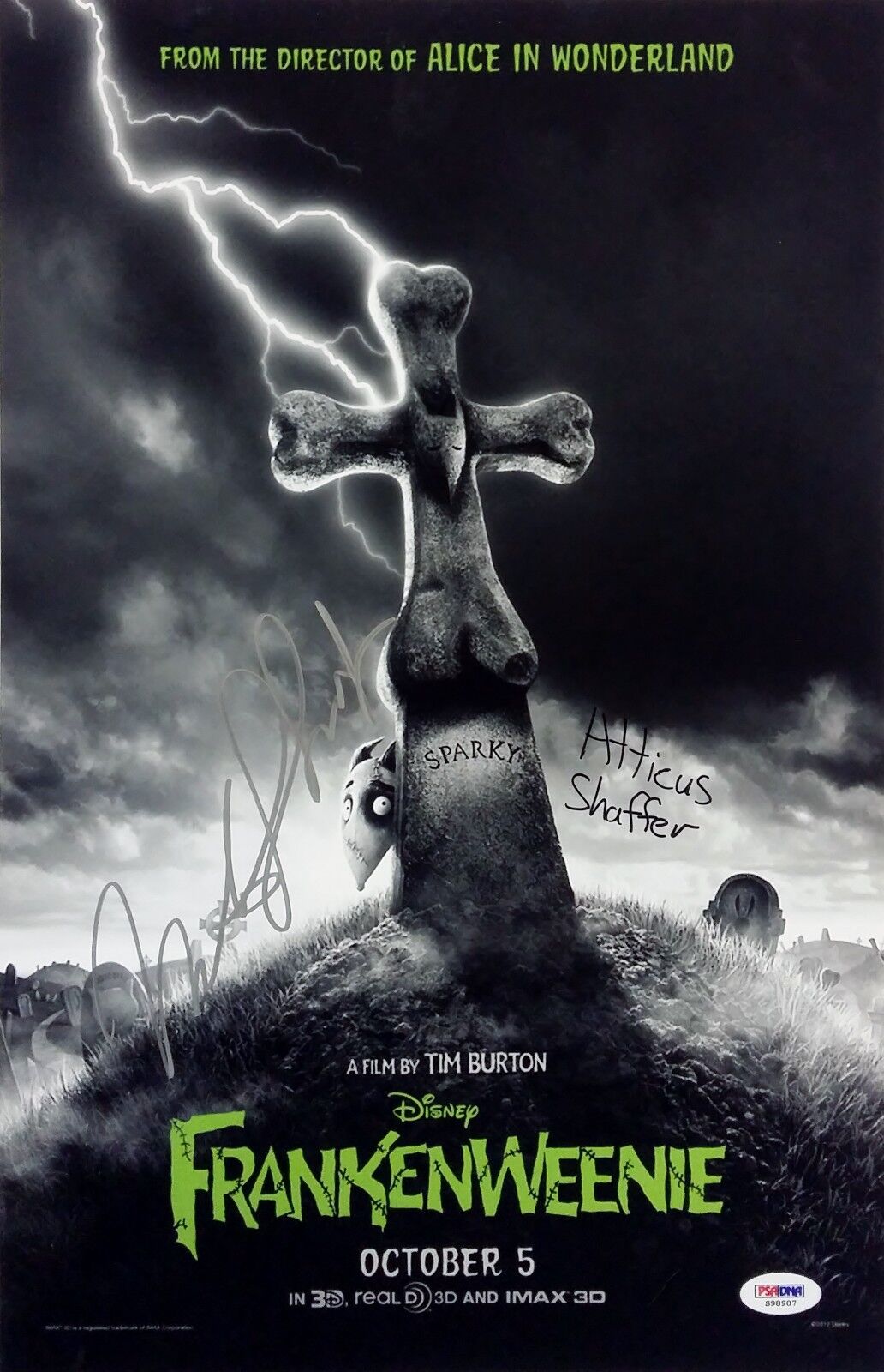 Martin Short Atticus Shaffer Frankenweenie Dual Signed 11x17 Photo Poster painting PSA/DNA Auto