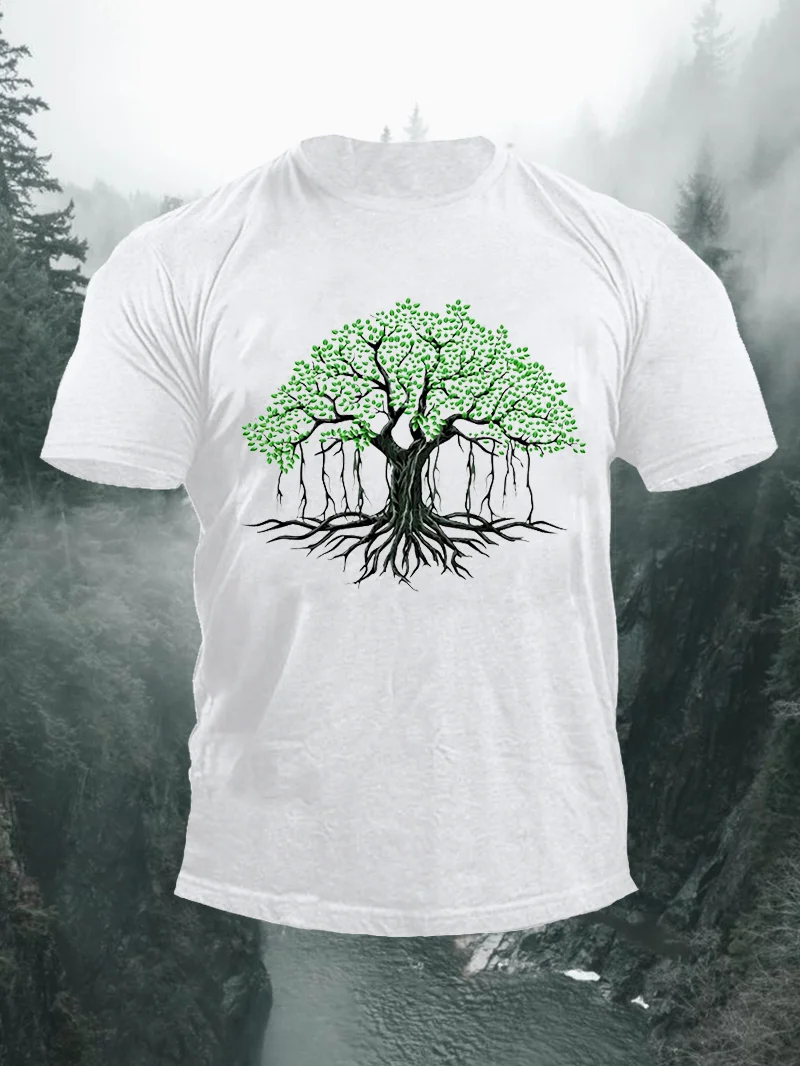 Banyan Tree Print Short Sleeve Men's T-Shirt in  mildstyles