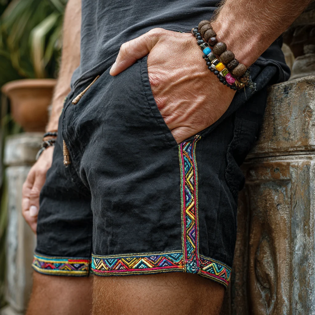 Men's Ethnic-Style Linen Shorts-INSPIREUSE