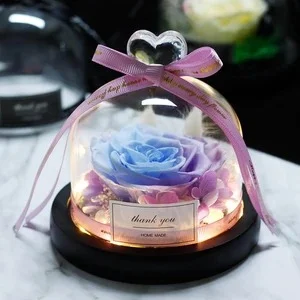 Enchanted Rose Glass Heart Dome Rose Lamp,Galaxy Enchanted Rose LED Glass Lamp 、、sdecorshop